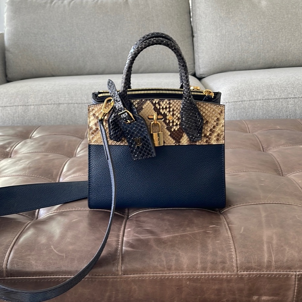 Authentic Louis Vuitton Mini City Steamer Exotic Python and Black Leather